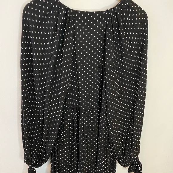 ASOS Design Black and White Polka Dot Tie Sleeve Babydoll Dress - Picture 12 of 13